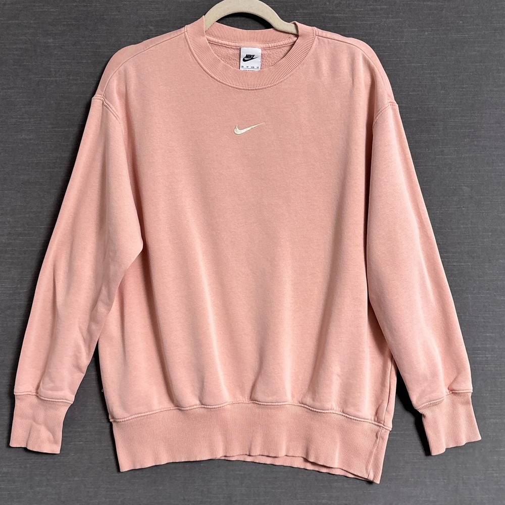 Nike Sweatshirt XS Pink Center Swoosh Womens Sportswear Phoenix Fleece Oversized